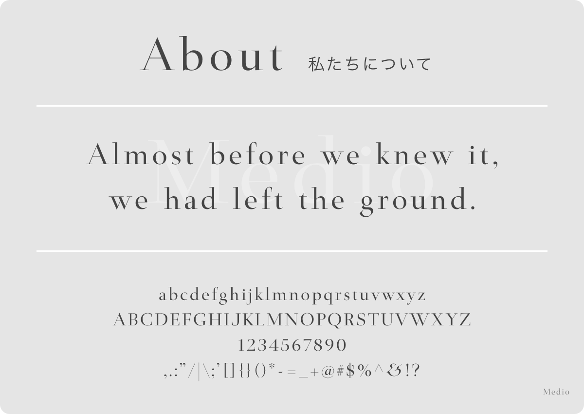 Medioのフォントデザインを確認する画像