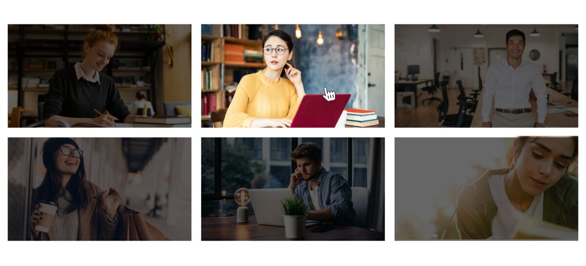 カーソルをのせていない要素だけ暗くなることを説明する画像