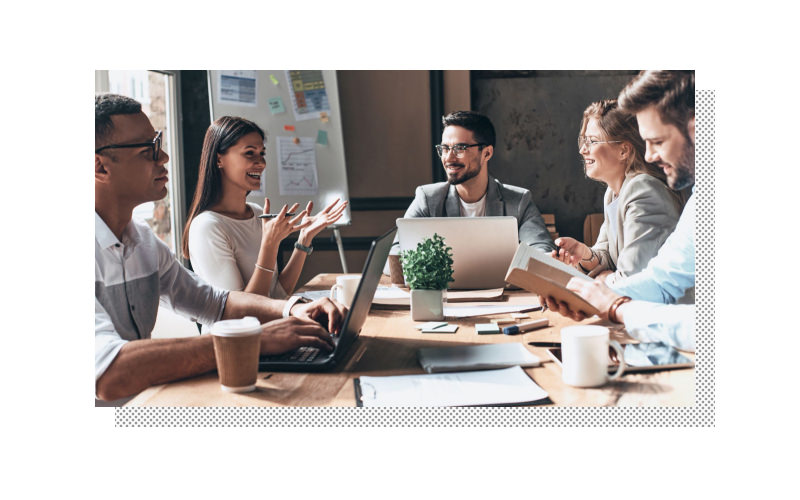 写真にドット背景をずらして配置の画像